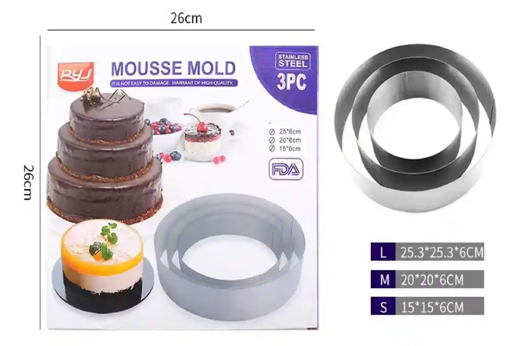 Set X3 Moldes Repostería Aros Redondos