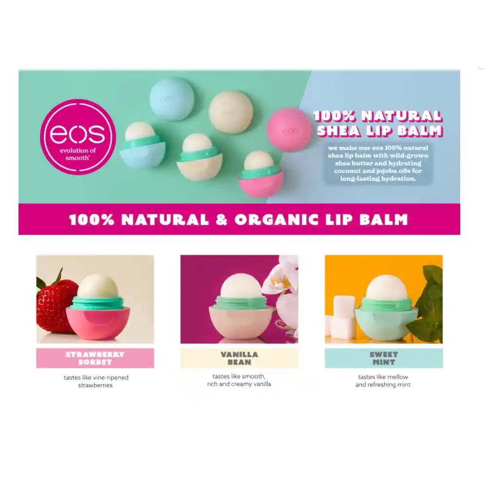 Eos Bálsamo Labial Orgánico Usda, 7 Esferas