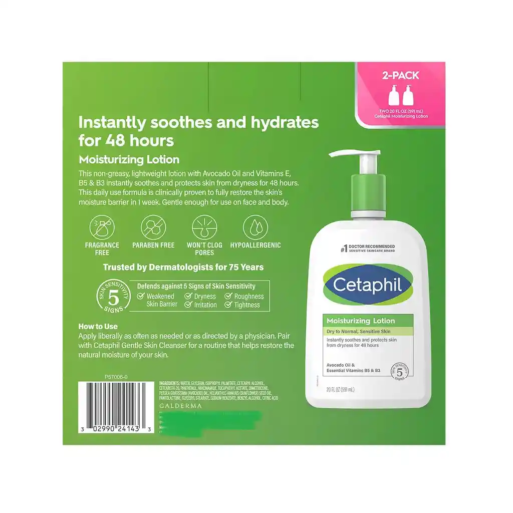 Cetaphil Moisturizing Lotion 44 Oz Paquete X2 De 591ml