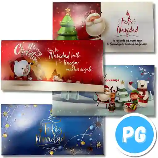 Paquete Sobre De Regalo Navideño X12 Unds Surtidos