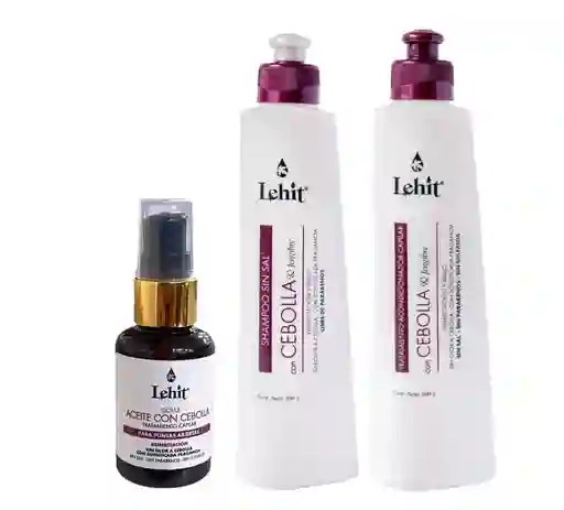 Lehit Kit: Tratamiento + Shampo + Aceite Cebolla Hidratacion Anticaida