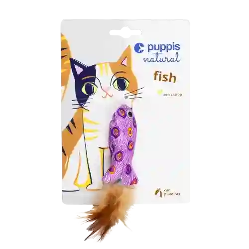 Juguete Para Gato Pez Con Plumas Violeta