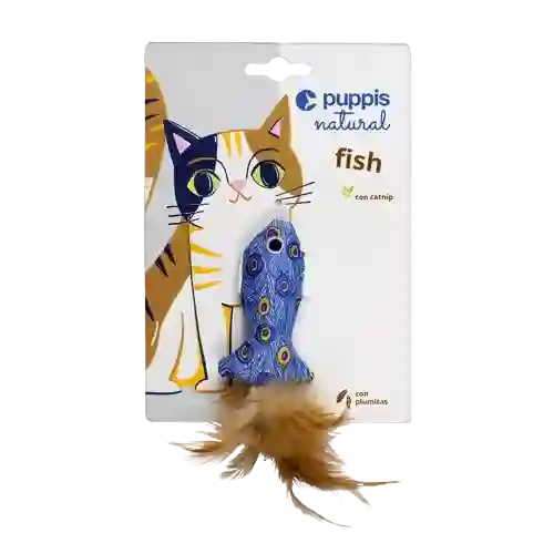 Juguete Para Gato Pez Con Plumas Azul