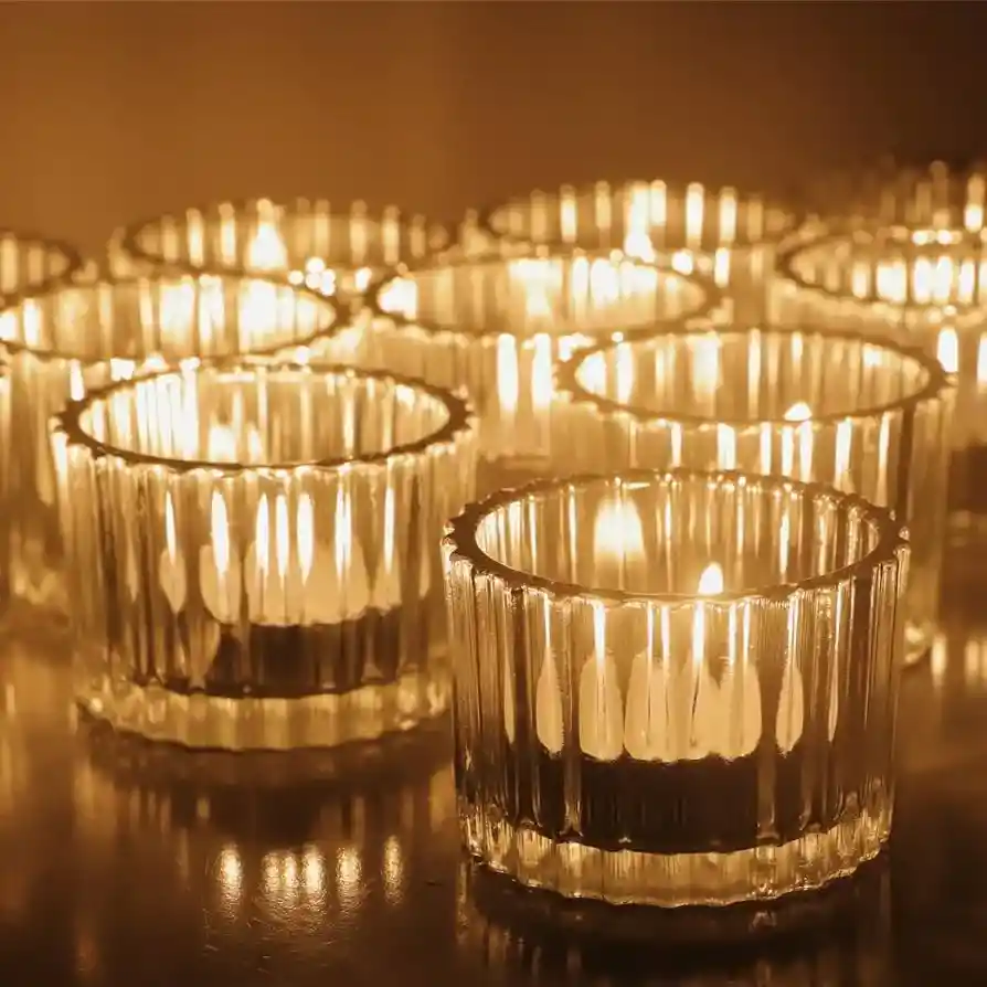 Combo Romantico 6 Portavelas Vidrio Ritual Navidad Velitas Baño Bañera Tina Porta Vela Cena + 6 Velas