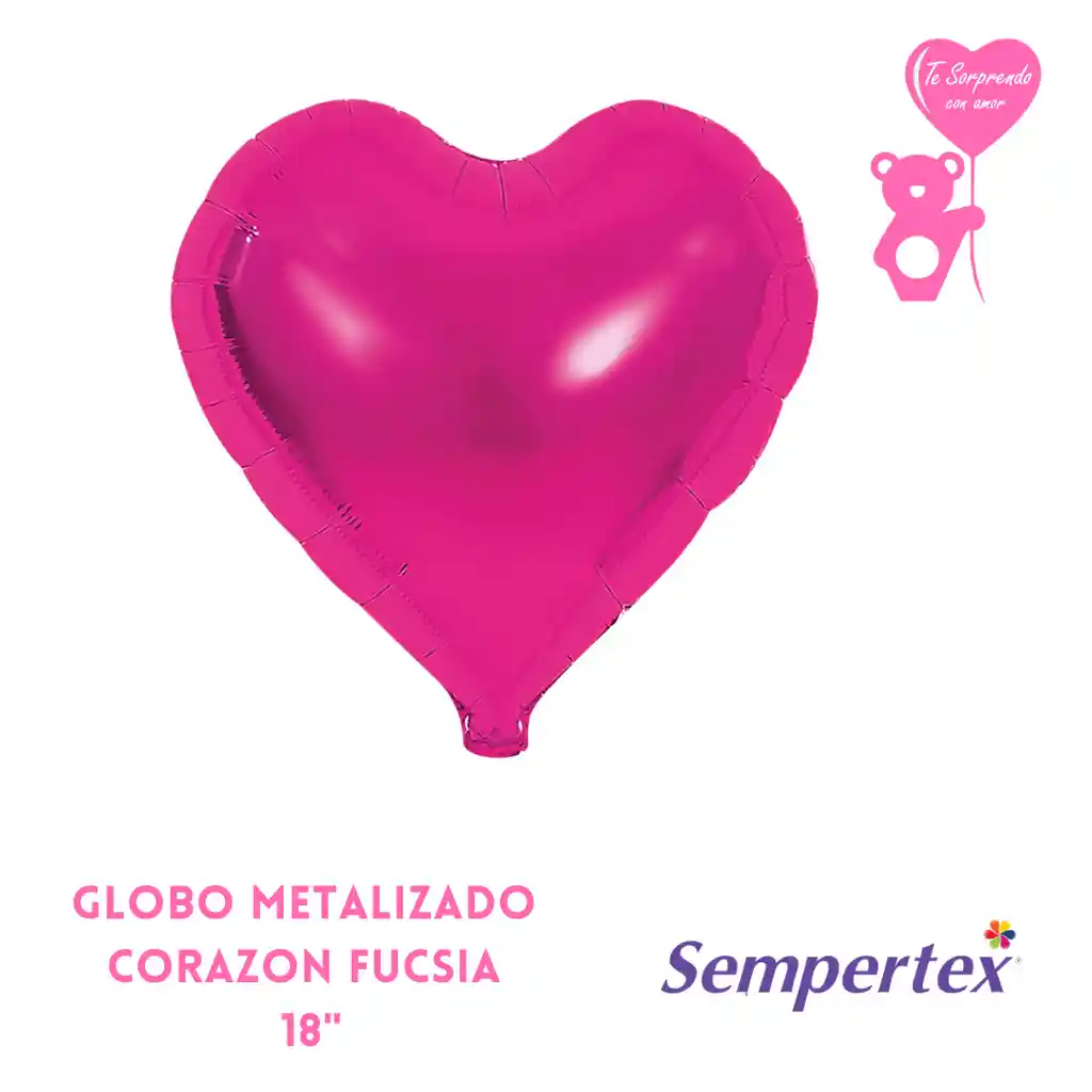 Globo Metalizado Corazón Fucsia 18" Sempertex