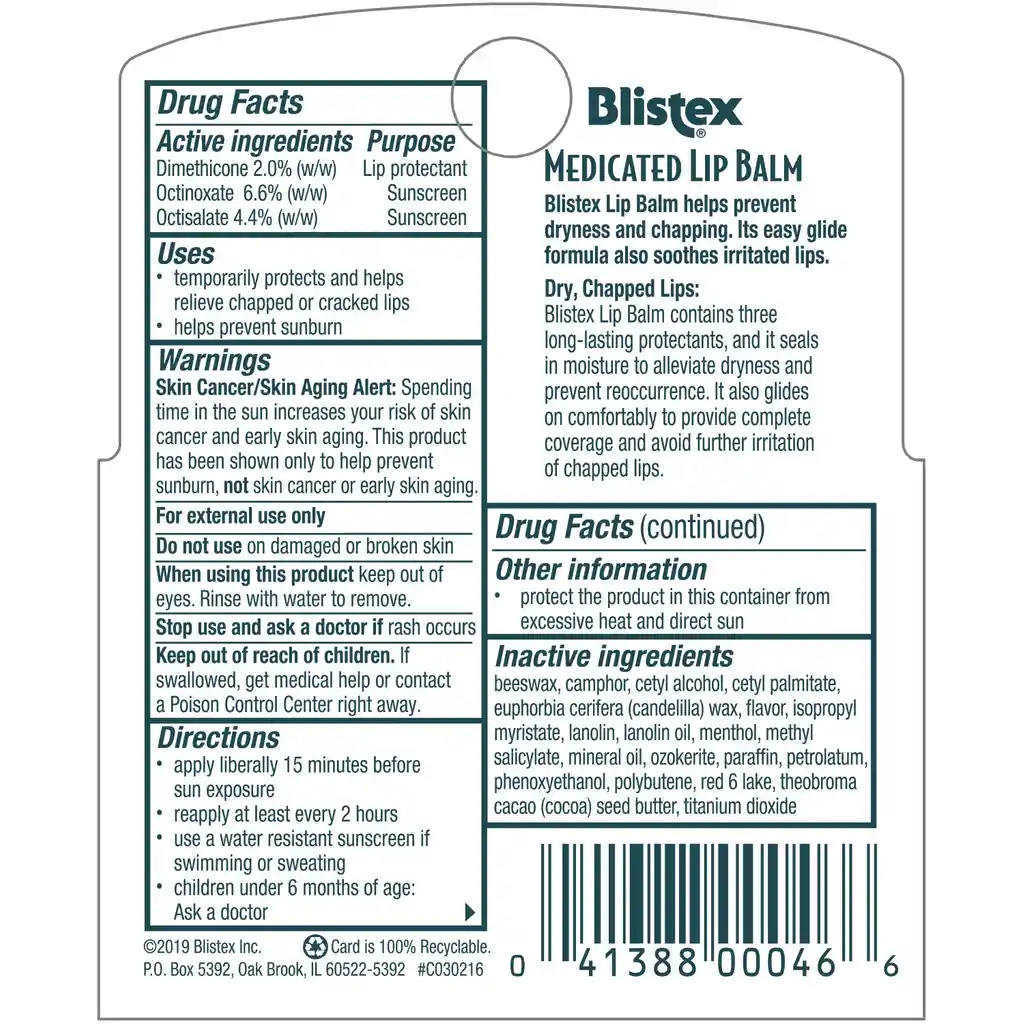 Blistex Medicated Lip Balm X 3und Balsamo Labial Humectante