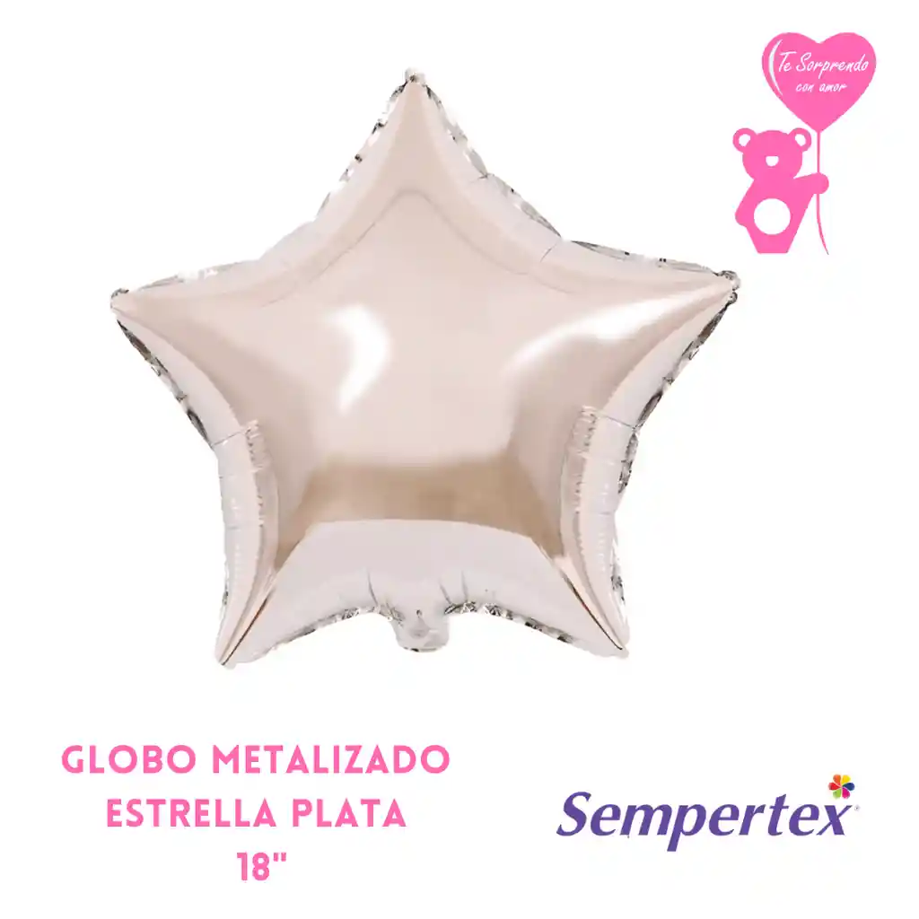 Globo Metalizado Estrella Plata 18" Sempertex