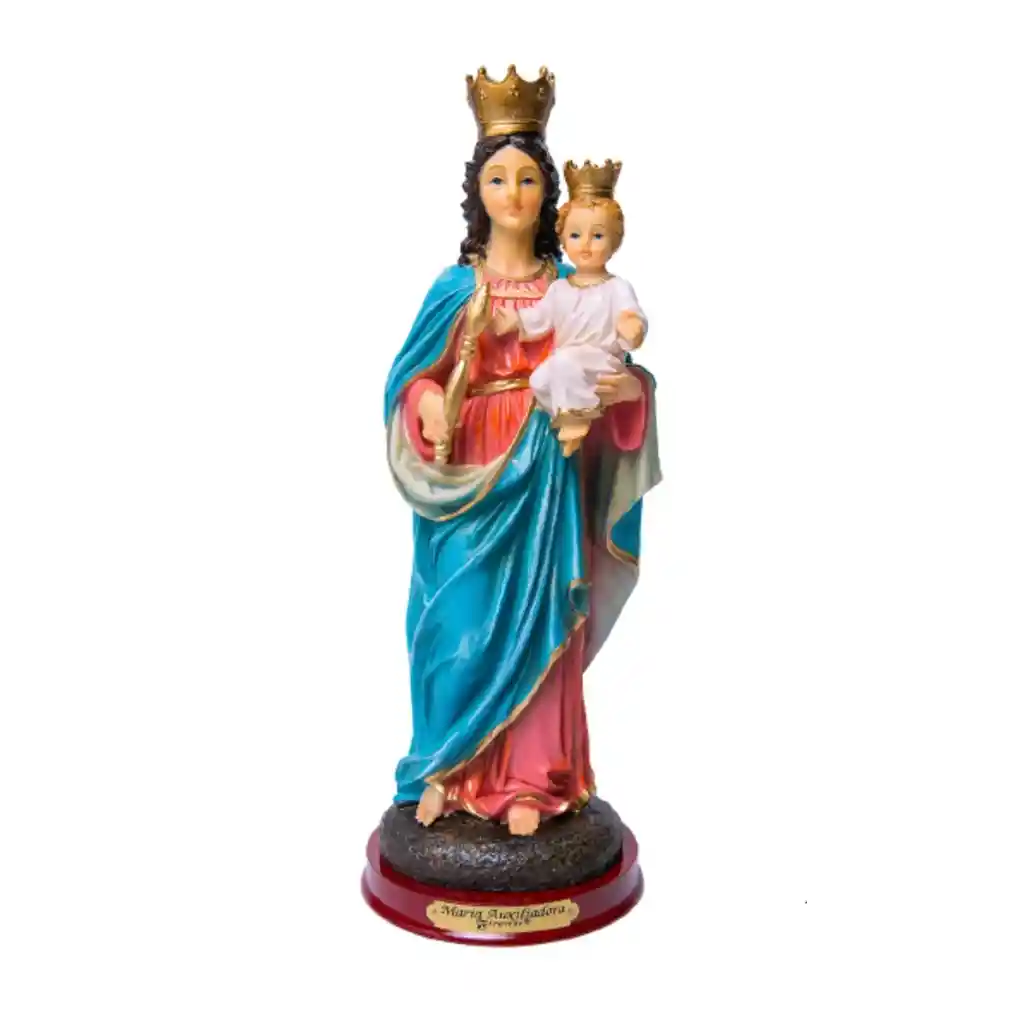 Figura Religiosa Virgen María Auxiliadora Socorro 20cm Porcelana Italiana Firenzi