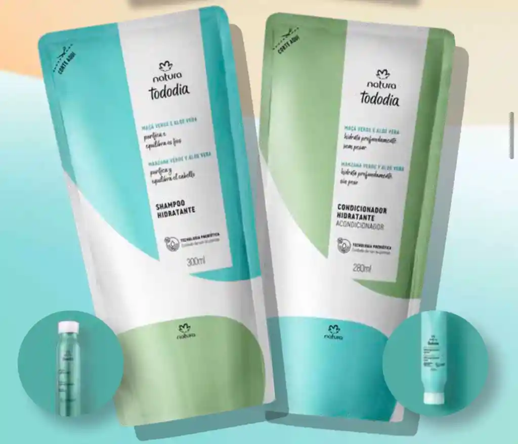 Kit Repuesto De Shampoo Y Acondicionador Manzana Verde Y Aloe Vera Hidratación.