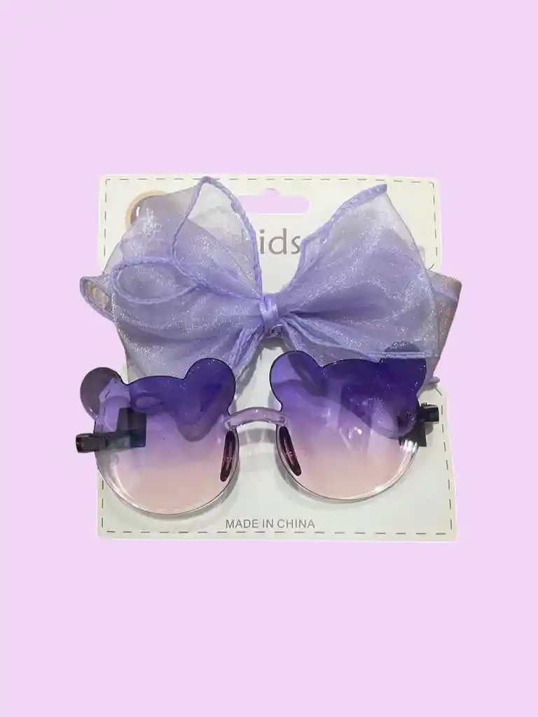 Set De Lentes De Sol Con Forma De Orejitas Para Niña Con Diadema Con Diseño De Moño