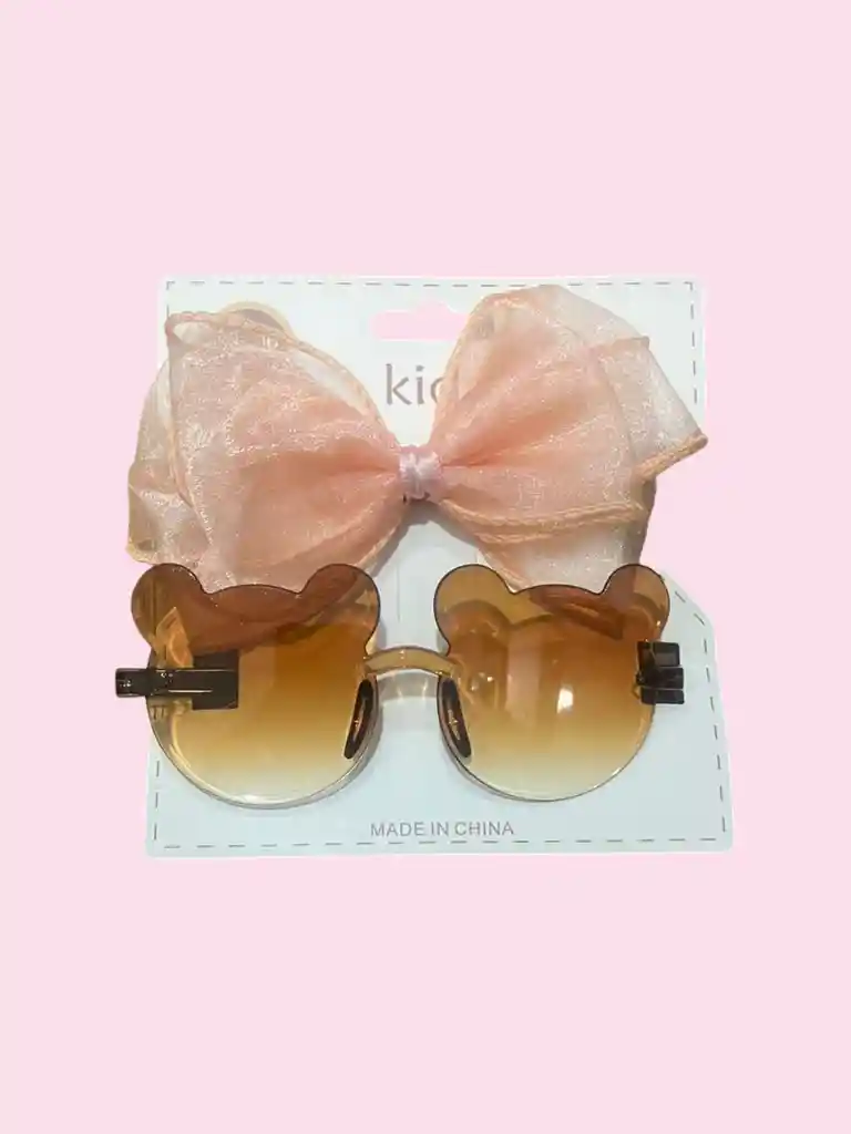 Set De Lentes De Sol Con Forma De Orejitas Para Niña Con Diadema Con Diseño De Moño