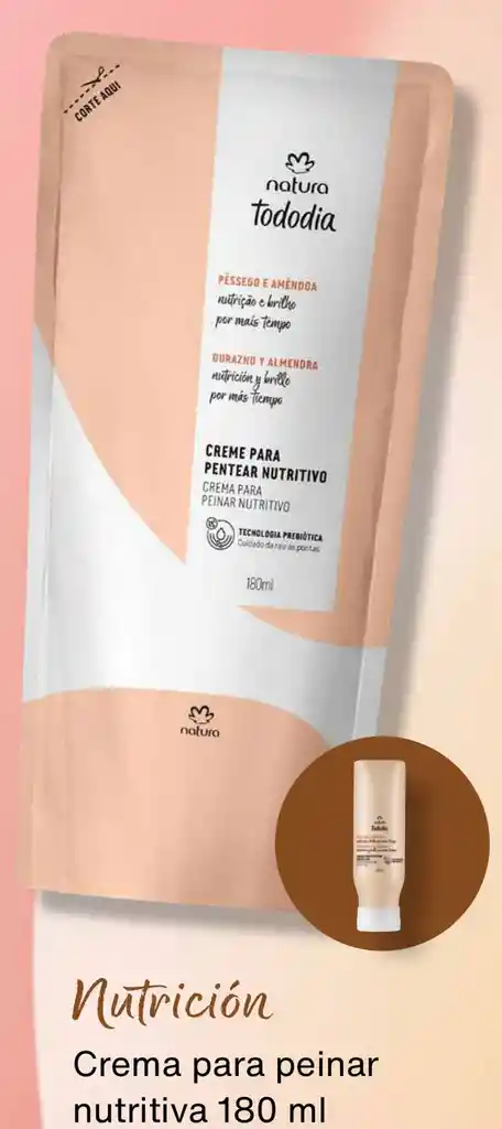 Crema Para Peinar Nutritiva En Repuesto Durazno Y Almendra