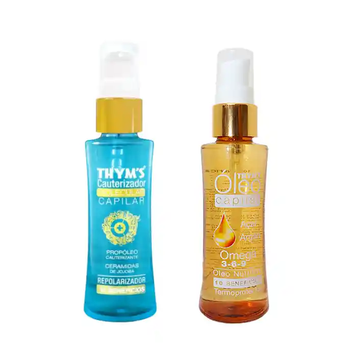 Kit Thyms Óleo Termoprotector Acai-argan-omega 3-6-9 Y Cauterizador Molecular 14 Beneficios