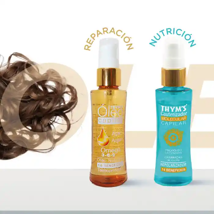 Kit Thyms Óleo Termoprotector Acai-argan-omega 3-6-9 Y Cauterizador Molecular 14 Beneficios