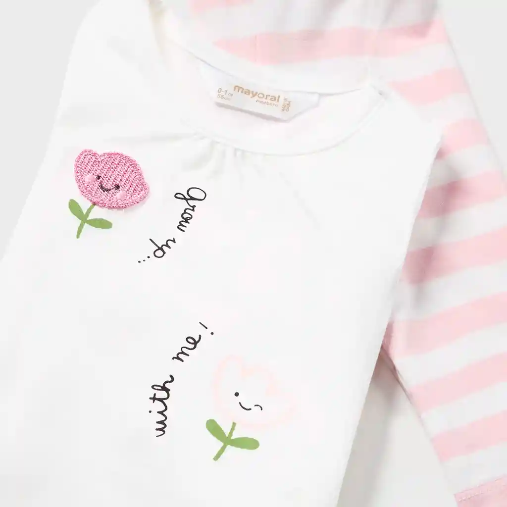 Conjunto De 12 Meses De 2pz Flor, Set De Blusa Y Pantalón Para Recién Nacido - Mayoral