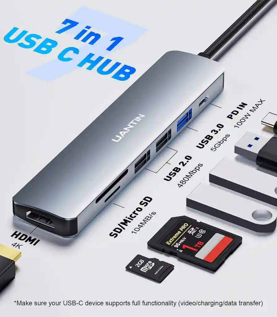 Adaptador Usb C Hdmi Microsd 7 En 1 Windows Macbook