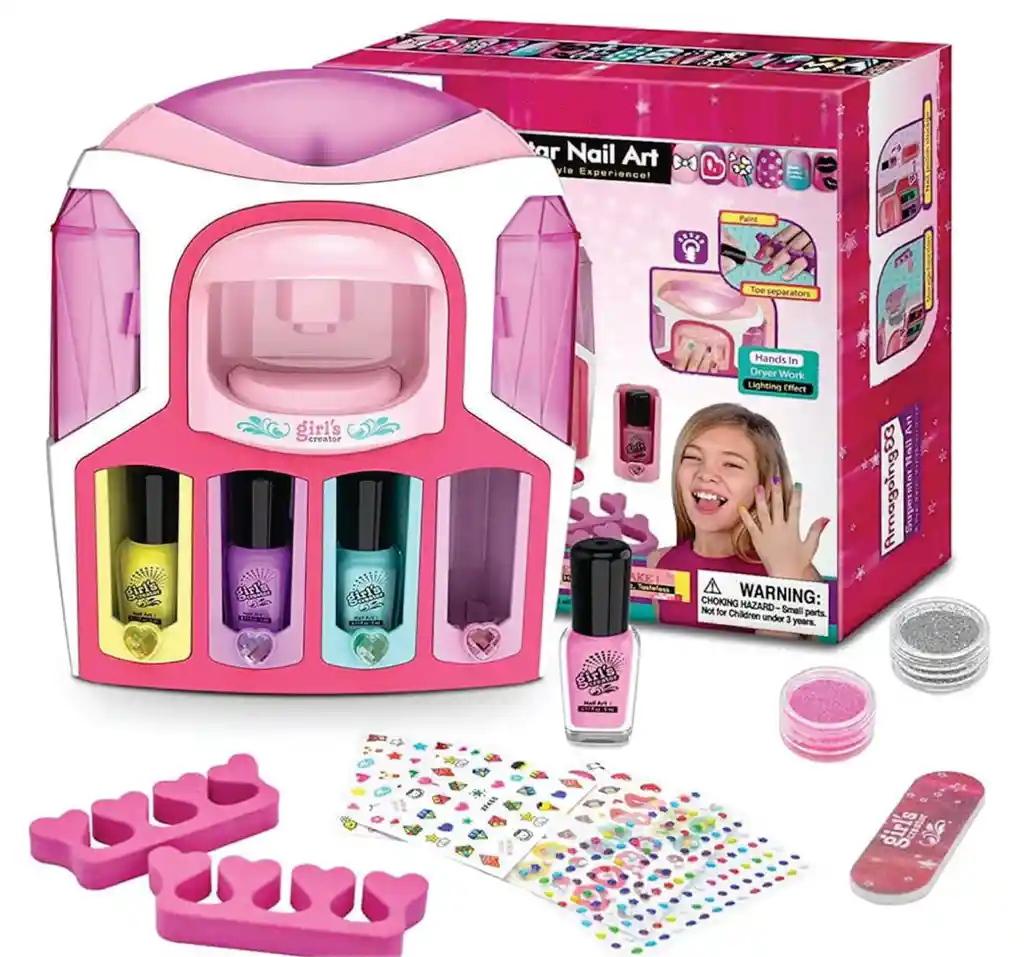 Juguete Kit De Esmaltes Secado De Uñas Niñas