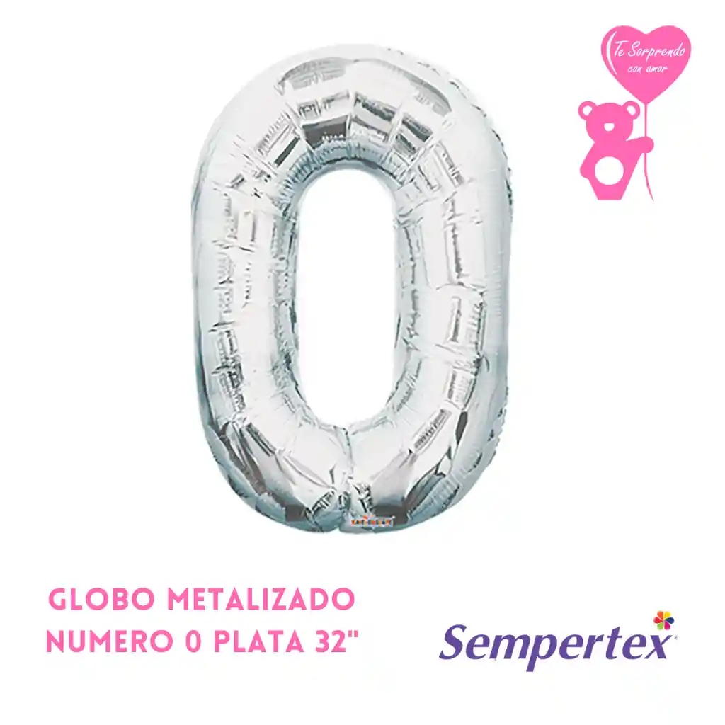 Globo Metalizado Número 0 Plata 32"