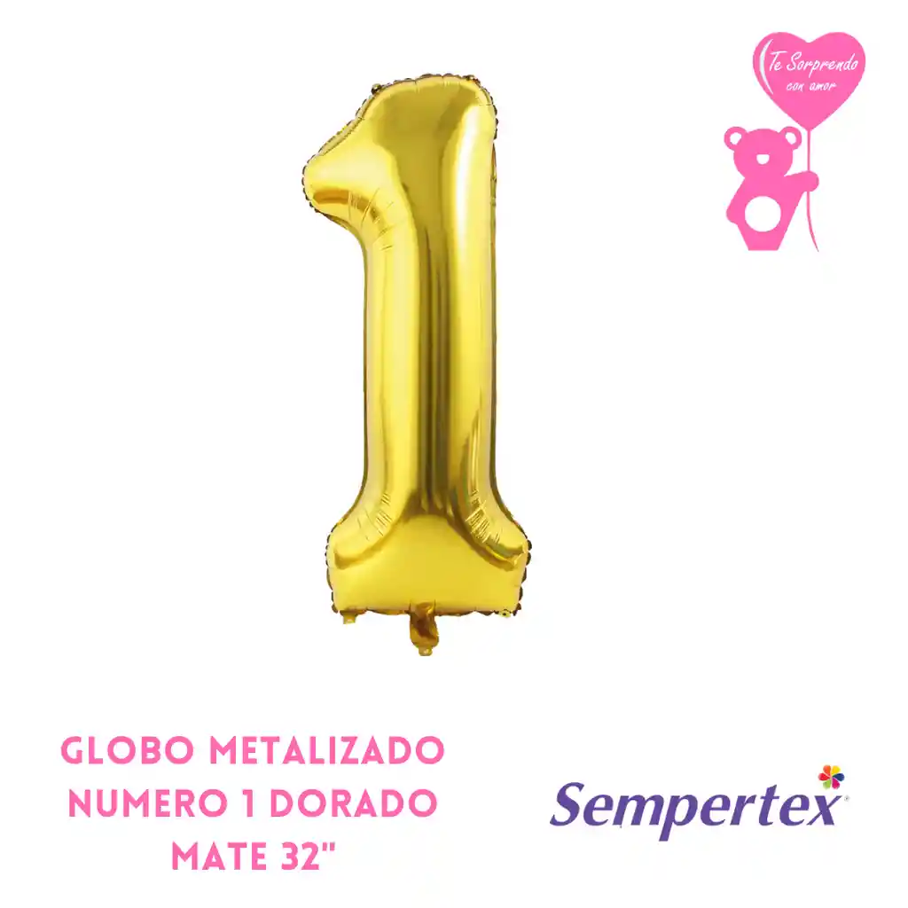 Globo Metalizado Número 1 Dorado Mate 32"