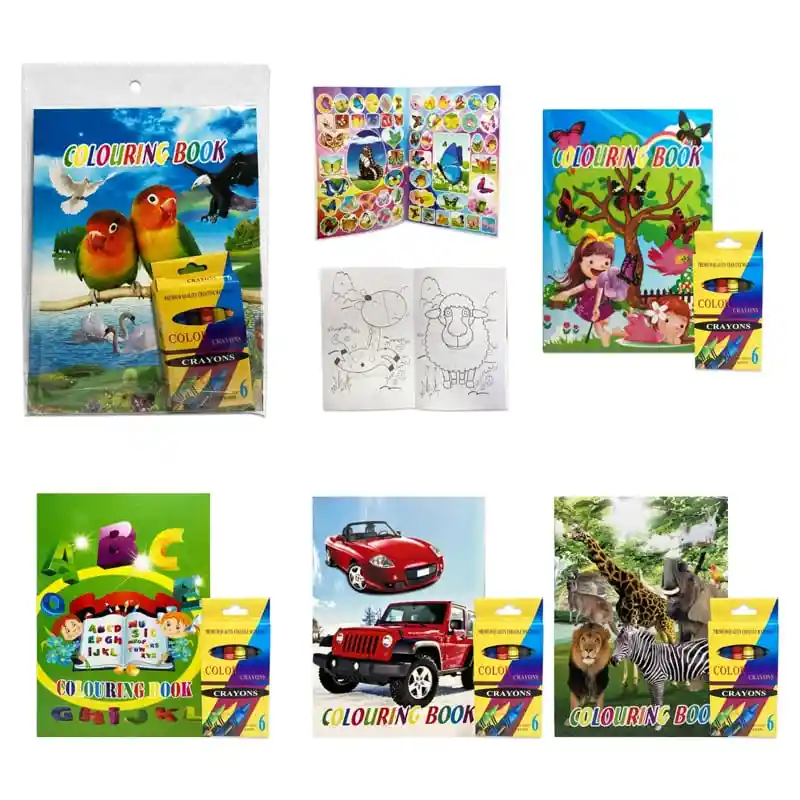 Libro Para Colorear Con Crayones Y Stikers - 8 Hojas