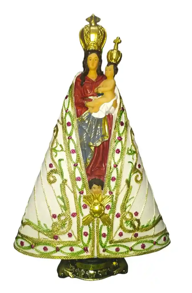 Figura Religiosa Virgen N.s De Nazaret 25cm Porcelana Italiana Firenzi Gold