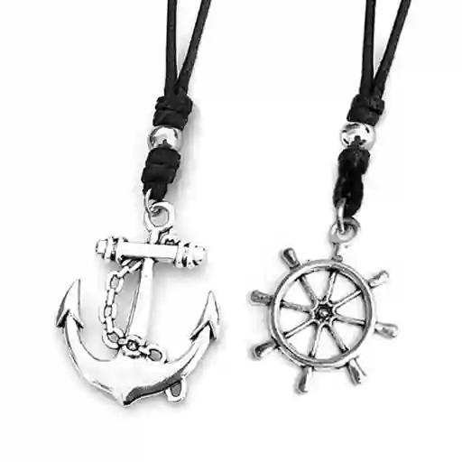 Collares Para Pareja Con Ancla Y Timón