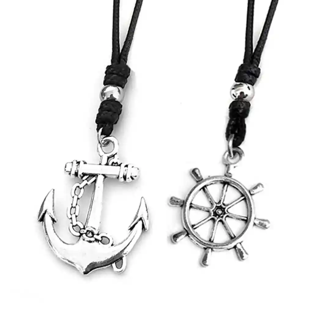 Collares Para Pareja Con Ancla Y Timón