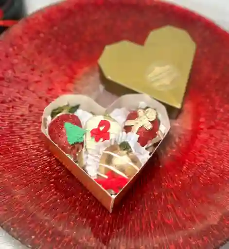 Caja Con Fresas Con Chocolate Navidad