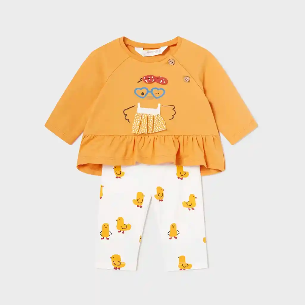 Conjunto De 6 A 9 Meses De 2pz Blusa Bolero Patitos Amarillo, Set De Blusa Y Pantalón Para Recién Nacido - Mayoral