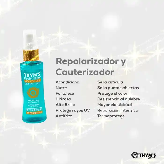 Kit Thyms Cauterizador Molecular 14 Beneficios Y Silicona Capilar Anti Frizz Aloe