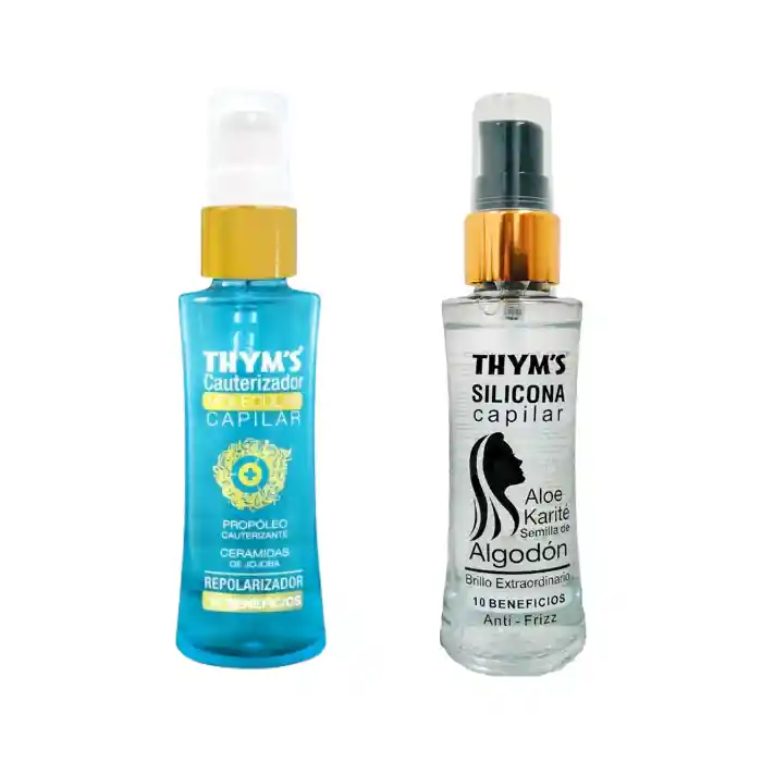 Kit Thyms Cauterizador Molecular 14 Beneficios Y Silicona Capilar Anti Frizz Aloe