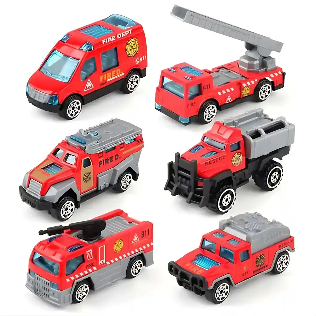 Juguete Colección Carros Bomberos De Metal Fundido X6 C2883