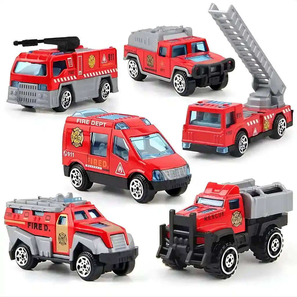 Juguete Colección Carros Bomberos De Metal Fundido X6 C2883