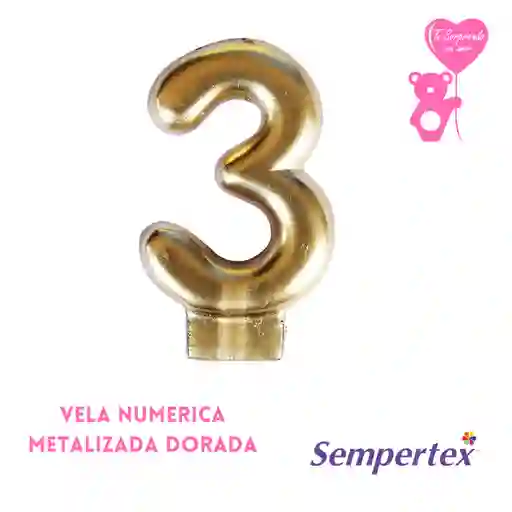 Vela Número Dorada #3 Sempertex