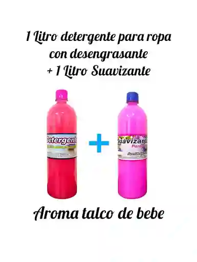 Combo Detergente Ropa Con Desengrasante X 1l + Suavizante X 1l Aroma Bebé