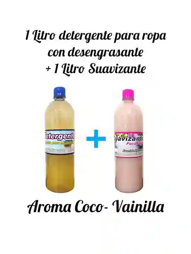 Combo Detergente Ropa Con Desengrasante X 1l + Suavizante X 1l Aroma Coco