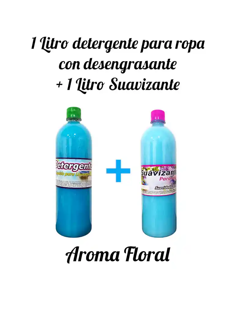 Combo Detergente Ropa Con Desengrasante X 1l + Suavizante X 1l Aroma Floral