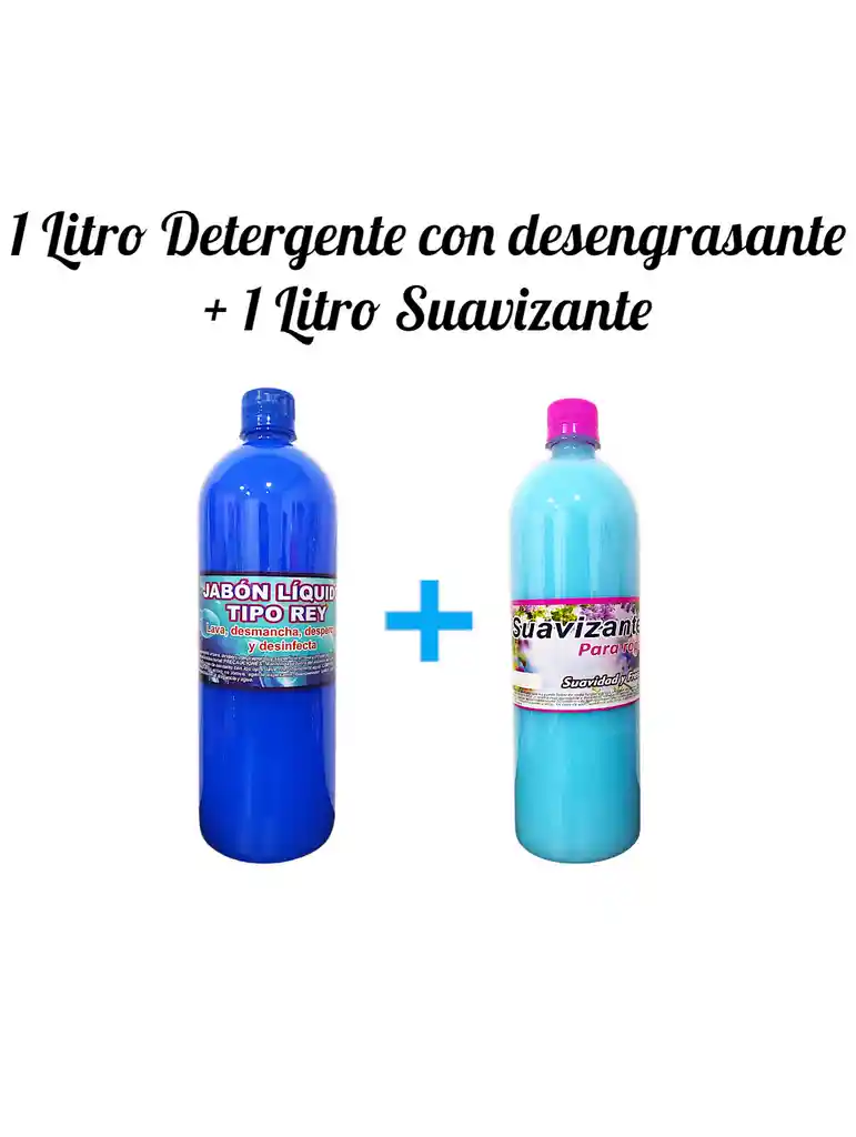 Combo Detergente Ropa Con Desengrasante Tipo Rey X 1l + Suavizante X 1l Aroma Floral