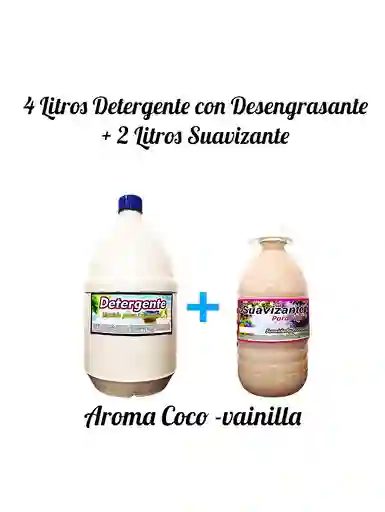 Combo Detergente Ropa Con Desengrasante X 4l + Suavizante X 2l Aroma Coco
