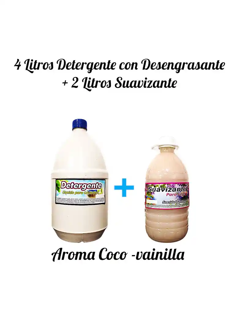 Combo Detergente Ropa Con Desengrasante X 4l + Suavizante X 2l Aroma Coco