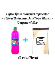 Combo Detergente Desmanchador Ropacolor X 1l Aroma Floral + Quitamanchas Ropa Blanca Oxigeno Activo X Lb