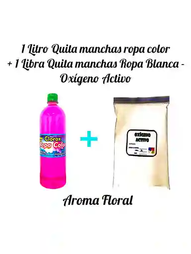 Combo Detergente Desmanchador Ropacolor X 1l Aroma Floral + Quitamanchas Ropa Blanca Oxigeno Activo X Lb