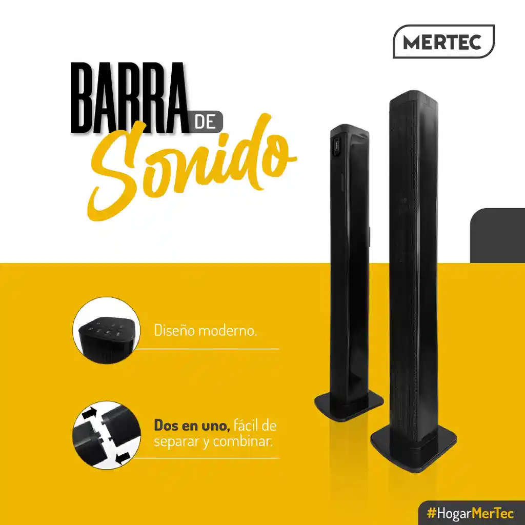 Barra De Sonido Mertec 2 En 1 Bt Mt-025b Negro