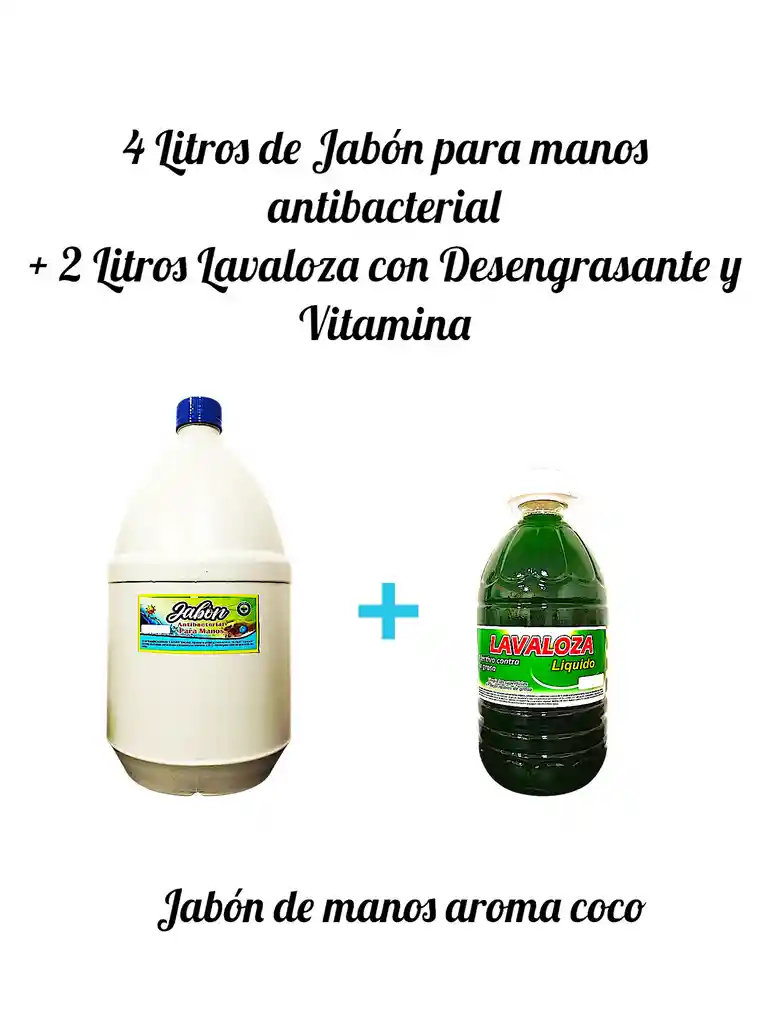 Combo Lavaloza-desengrasante X 2l + Jabón De Manos Antibacterial X 4 L Aroma Coco
