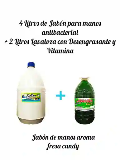 Combo Lavaloza-desengrasante X 2l + Jabón De Manos Antibacterial X 4 L Aroma Candy