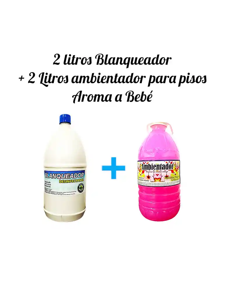 Combo Cloro X 2l + Ambientador Para Pisos X 2l Aroma Bebé