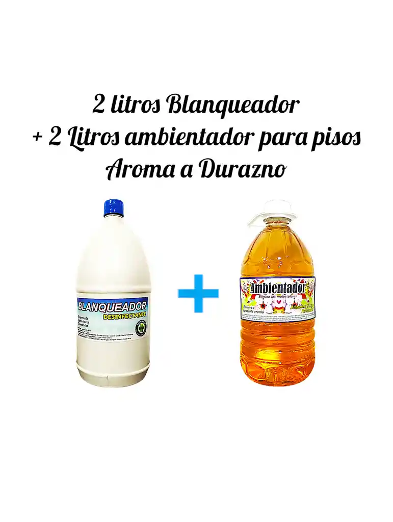 Combo Cloro X 2l + Ambientador Para Pisos X 2l Aroma Durazno