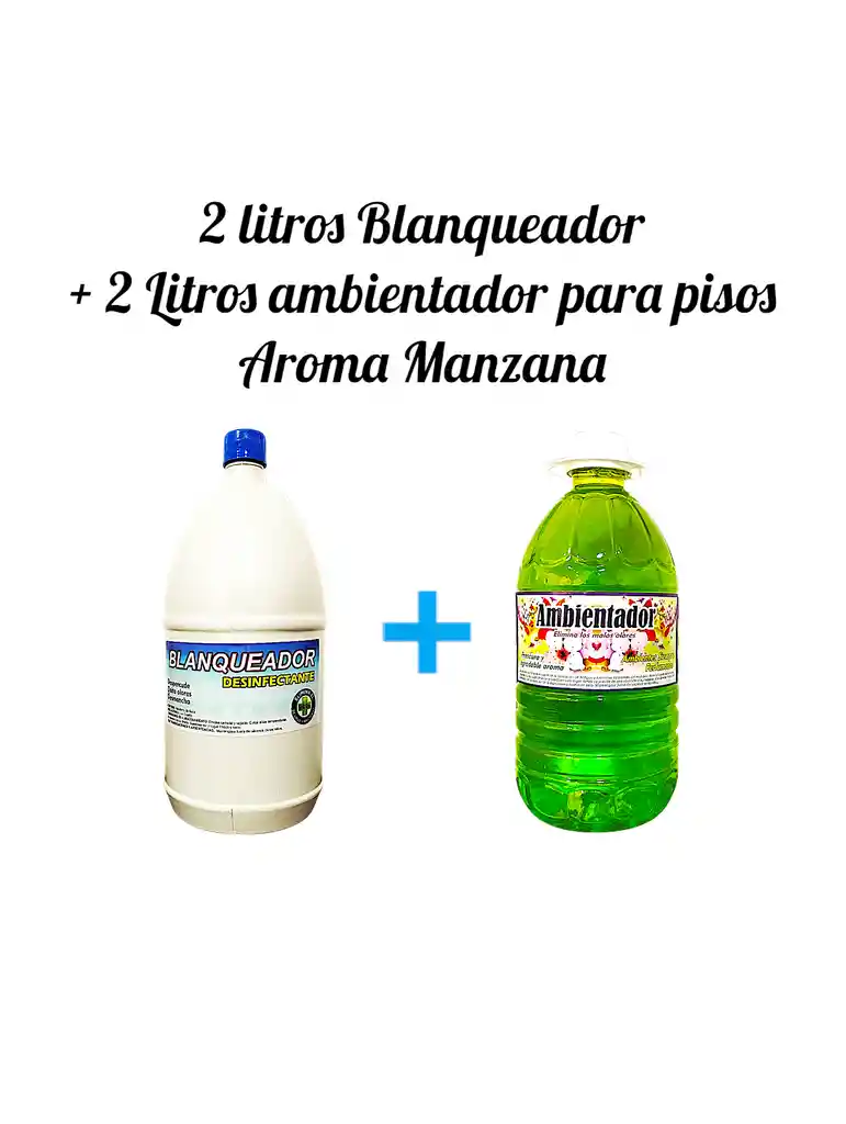 Combo Cloro X 2l + Ambientador Para Pisos X 2l Aroma Manzana