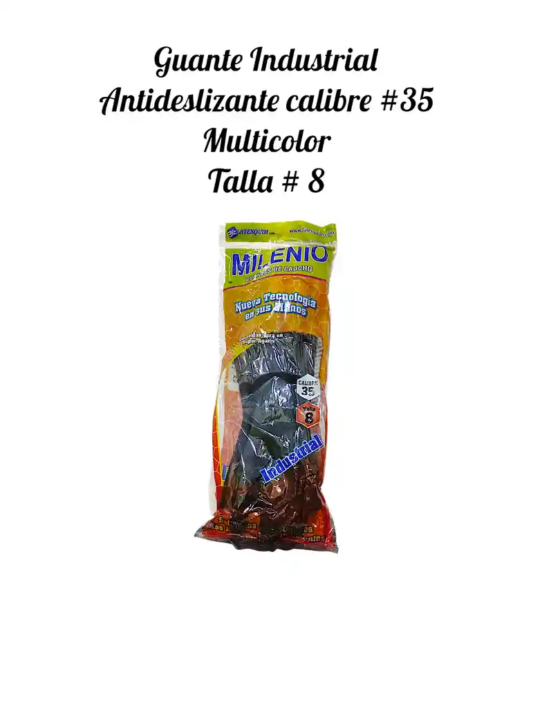 Guante Industrial Cl # 35, Antideslizante Talla 8