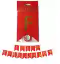 Festón Letrero Banderín Feliz Cumpleaños Metalizado / Glitter Letrero Banner Color Rojo